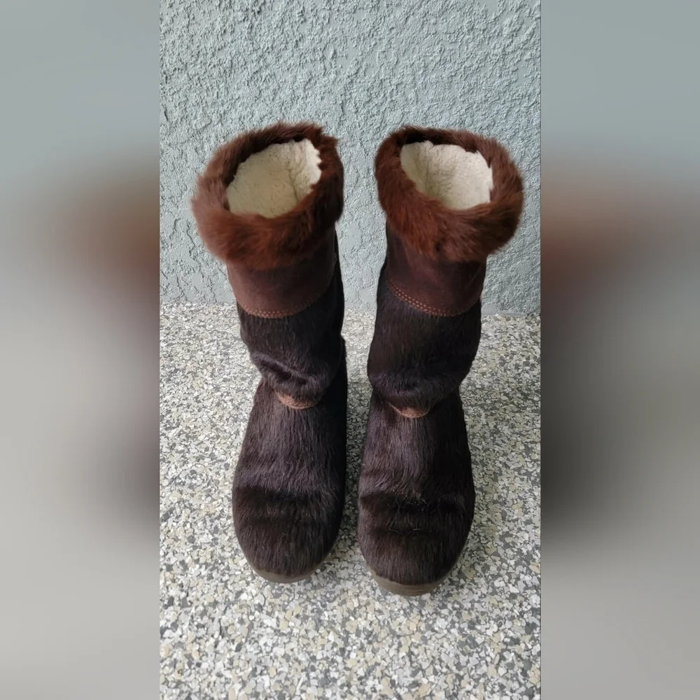 Tecnica Italy Genuine Fur Shearling Lined Winter Boots  EU 40 Après Ski Cozy